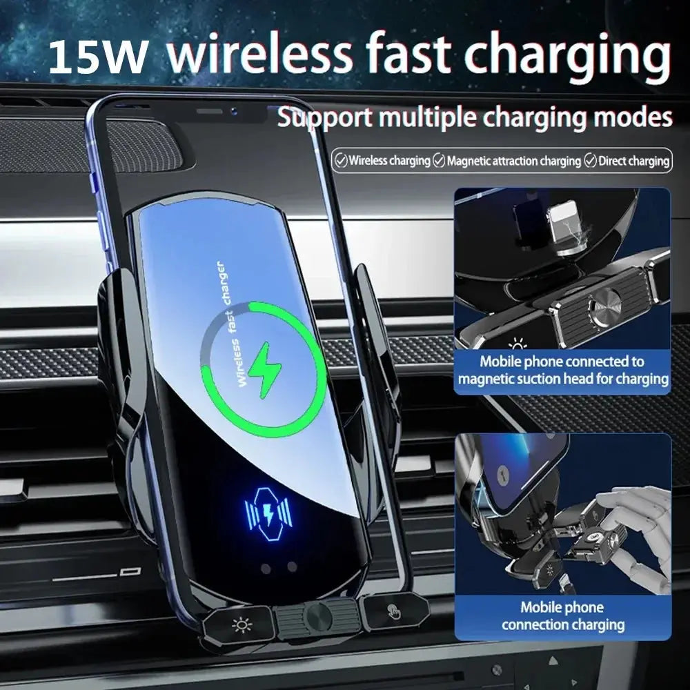 Wireless Charger Car Auto Magnetic Air Vent Phone Holder For iPhone 16 15 14 13 Samsung Xiaomi Induction Fast Charging Station - Fun Tech and Gadgets