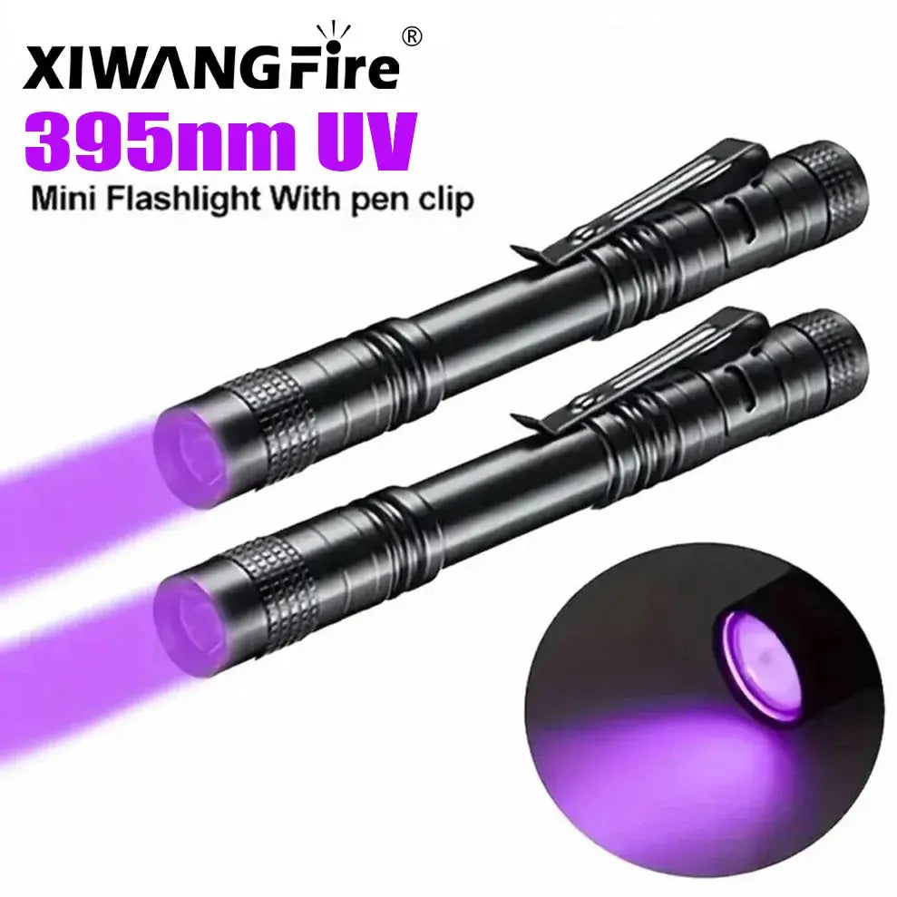 UV Flashlight 395nm Ultraviolet Torch With Pen Clip Portable AAA Batteries Used Violet Light Pet Urine Scorpion Detector UV Lamp - Fun Tech and Gadgets