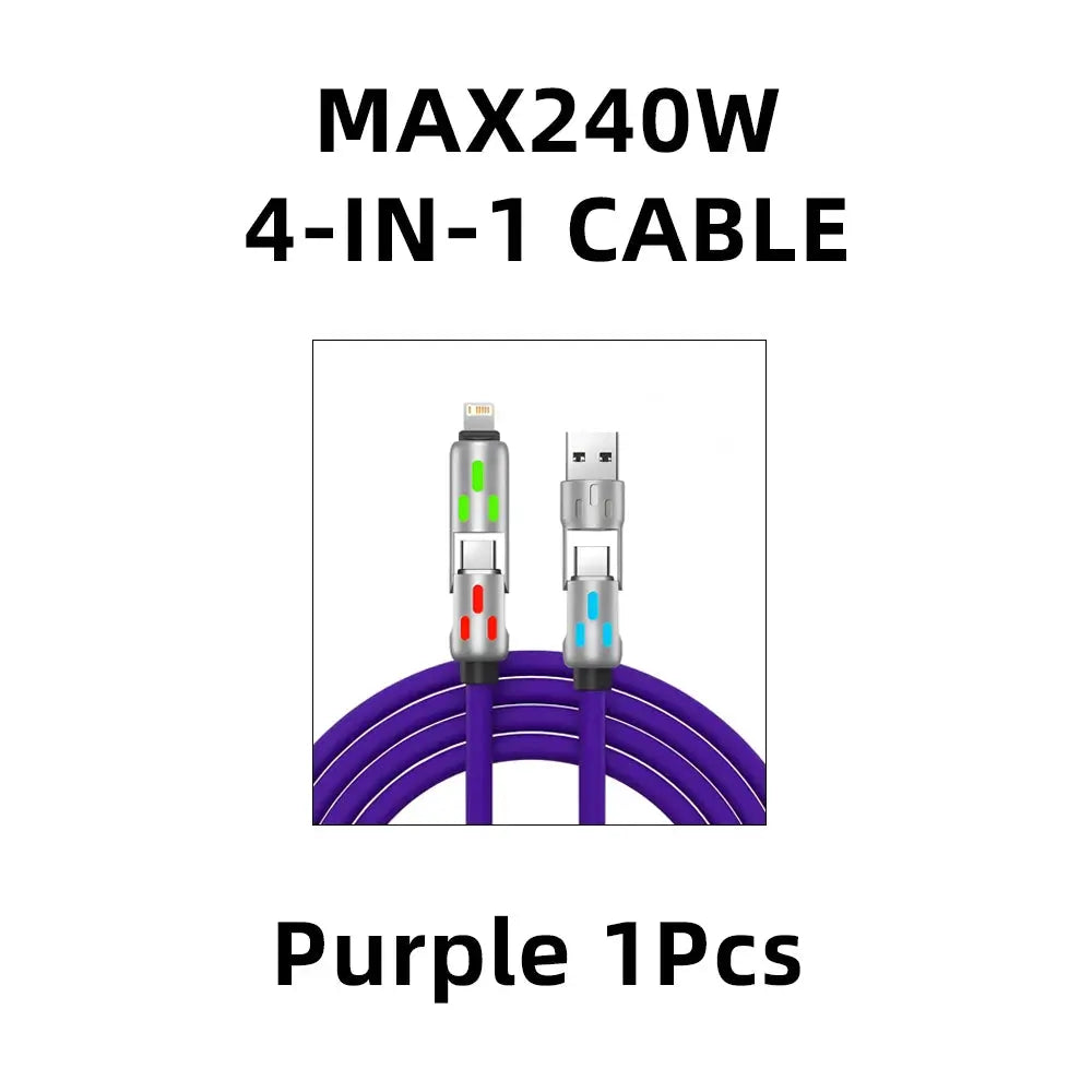 4-IN-1 240W USB Type C To USB C Cable PD Fast Charger Wire For iPhone 16 Pro Max 15 iPad Xiaomi Samsung Tablet 1M Data Cord 2Pcs - Fun Tech and Gadgets