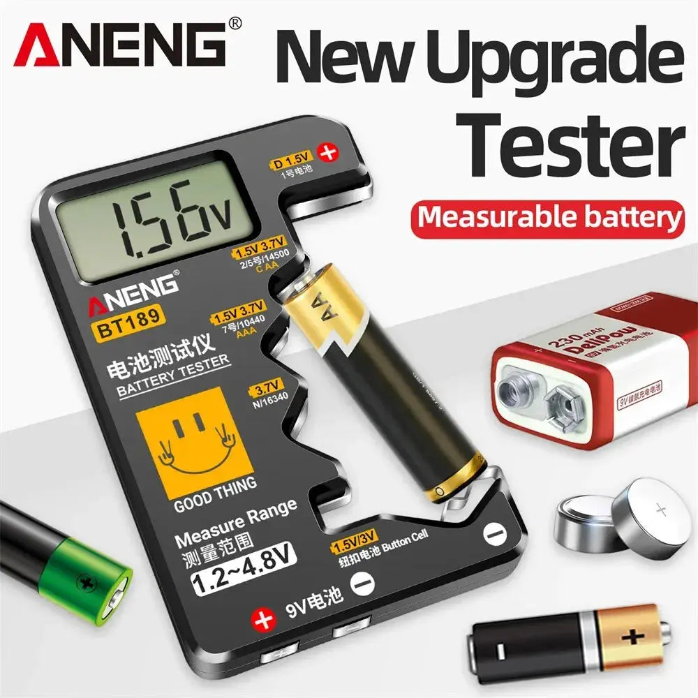 ANENG BT189 Button Cell Battery Tester 9V N D C AA AAA Universal Household LCD Display Battery Tester Power Bank Detectors Tools - Fun Tech and Gadgets