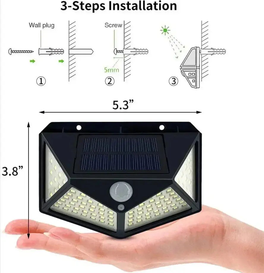 1/2/4PCS New Solar Lights Outdoor Wall Lamp PIR Motion Sensor 100LED Solar Powered Sunlight Street Light for Garden Courtyard - Fun Tech and Gadgets