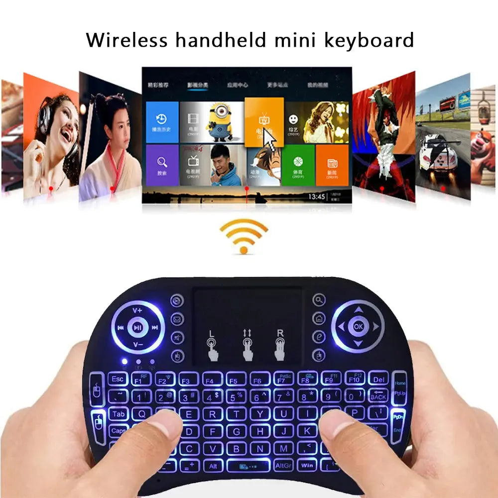 2.4G Air Mouse with Touchpad Keyboard i8 Arabic French Spanish Russian Backlit Mini Wireless Keyboard for PC Android TV Box - Fun Tech and Gadgets