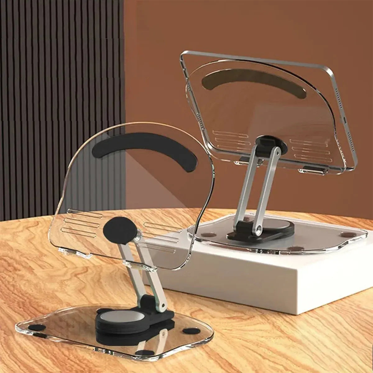 Tablet Desktop Stand Transparent Acrylic Phone Holder 360° Rotation Cell Phone Support for iPad Pro 9.7 Air 4 5 Mini 6 11 Mi Pad - Fun Tech and Gadgets