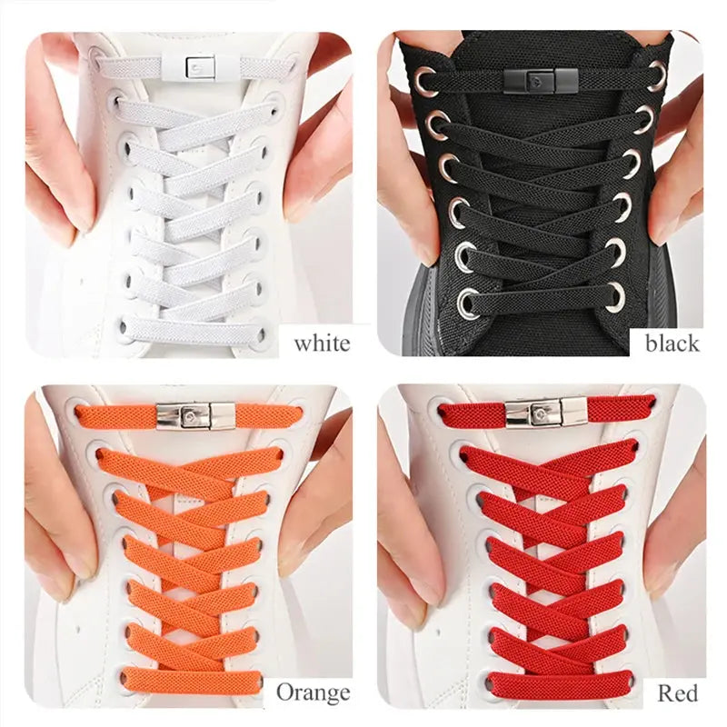 8mm No Tie Shoe Laces Press Lock Shoelaces Without Ties Elastic Laces Sneaker Kids Adult Widened Flat Shoelace for Shoes - Fun Tech and Gadgets