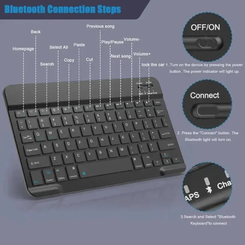 10 inch Bluetooth Keyboard for tablet ipad Keyboard and Mouse Kit for ipad Xiaomi Samsung Huawei Lenovo For Android ios Windows - Fun Tech and Gadgets