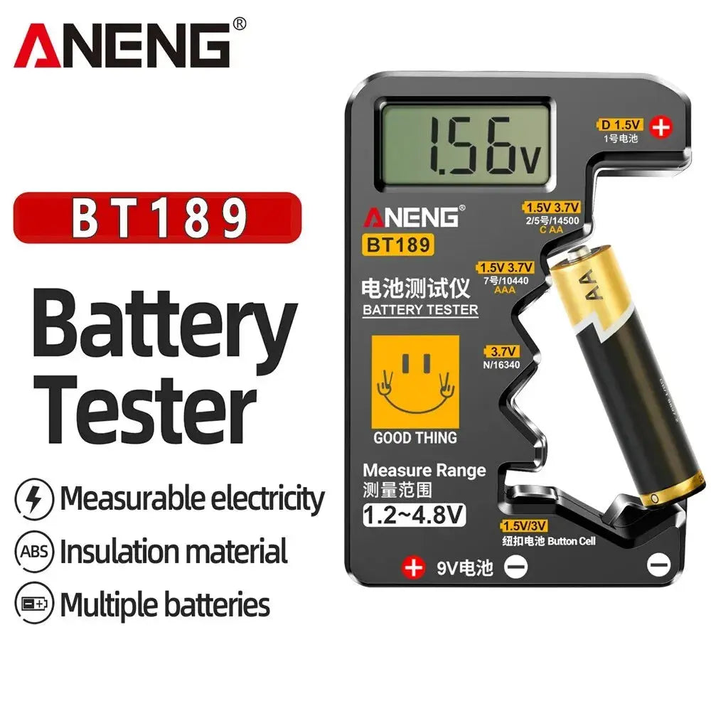 ANENG BT189 Button Cell Battery Tester 9V N D C AA AAA Universal Household LCD Display Battery Tester Power Bank Detectors Tools - Fun Tech and Gadgets