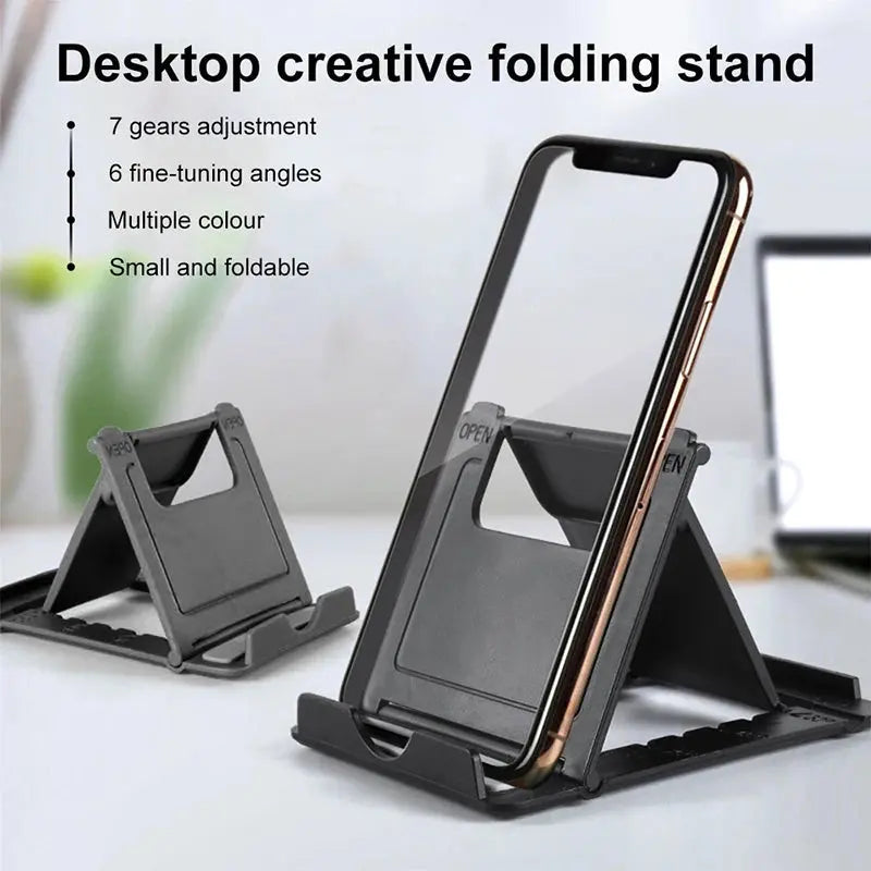 Mini Adjustable Creative Portable Universal Folding Plastic Phone Holder Tablet Computer Stand For ipad iPhone Samsung Xiaomi - Fun Tech and Gadgets