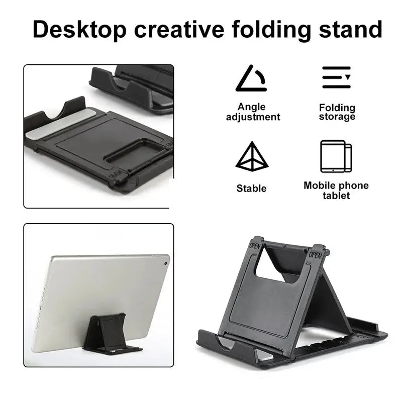Mini Adjustable Creative Portable Universal Folding Plastic Phone Holder Tablet Computer Stand For ipad iPhone Samsung Xiaomi - Fun Tech and Gadgets