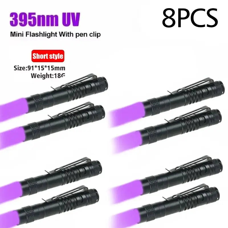 UV Flashlight 395nm Ultraviolet Torch With Pen Clip Portable AAA Batteries Used Violet Light Pet Urine Scorpion Detector UV Lamp - Fun Tech and Gadgets