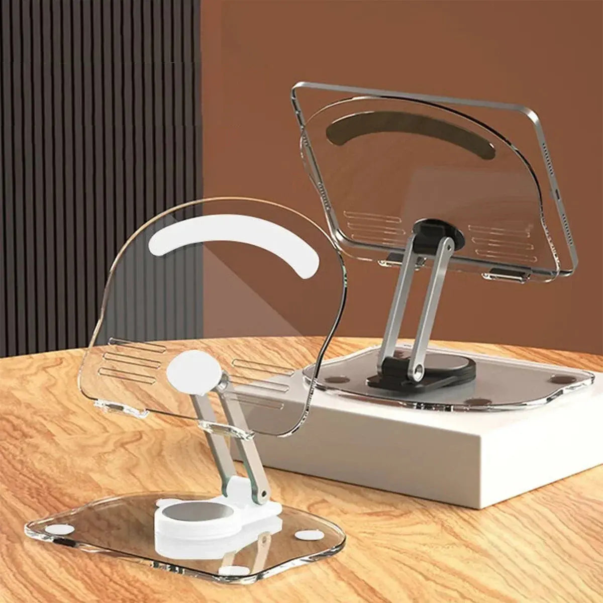 Tablet Desktop Stand Transparent Acrylic Phone Holder 360° Rotation Cell Phone Support for iPad Pro 9.7 Air 4 5 Mini 6 11 Mi Pad - Fun Tech and Gadgets