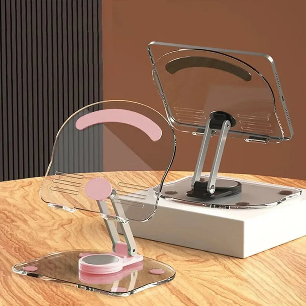 Tablet Desktop Stand Transparent Acrylic Phone Holder 360° Rotation Cell Phone Support for iPad Pro 9.7 Air 4 5 Mini 6 11 Mi Pad - Fun Tech and Gadgets