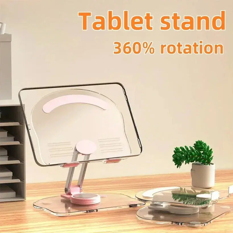 Tablet Desktop Stand Transparent Acrylic Phone Holder 360° Rotation Cell Phone Support for iPad Pro 9.7 Air 4 5 Mini 6 11 Mi Pad - Fun Tech and Gadgets