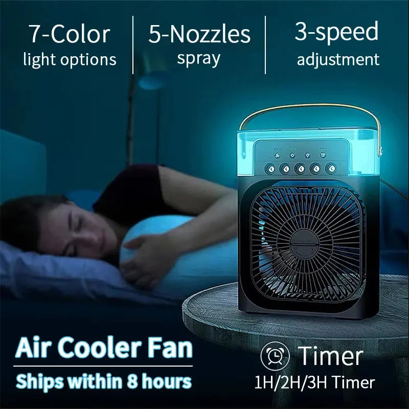 New 3 In 1 Fan AIr Conditioner Household Mini Air Cooler LED Night Light Portable Humidifier Air Adjustment Fan Office Home Fan - Fun Tech and Gadgets