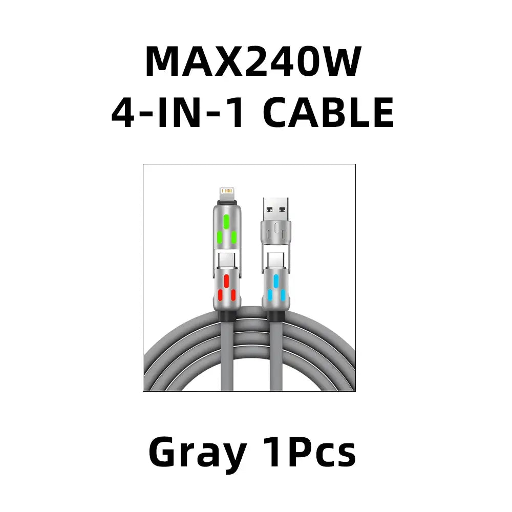 4-IN-1 240W USB Type C To USB C Cable PD Fast Charger Wire For iPhone 16 Pro Max 15 iPad Xiaomi Samsung Tablet 1M Data Cord 2Pcs - Fun Tech and Gadgets