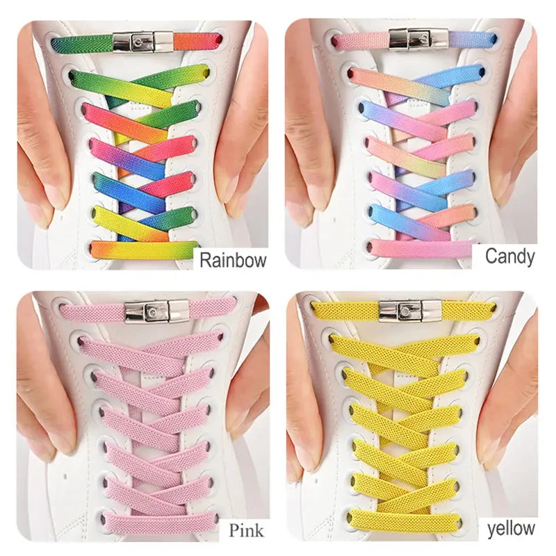 8mm No Tie Shoe Laces Press Lock Shoelaces Without Ties Elastic Laces Sneaker Kids Adult Widened Flat Shoelace for Shoes - Fun Tech and Gadgets