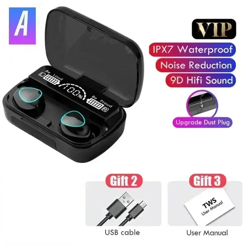 M10 TWS Bluetooth Headphones 2500mAh Charging Box Wireless Earphones With Microphone 9D Stereo Sports Waterproof Earbuds Headset Fun Tech and Gadgets