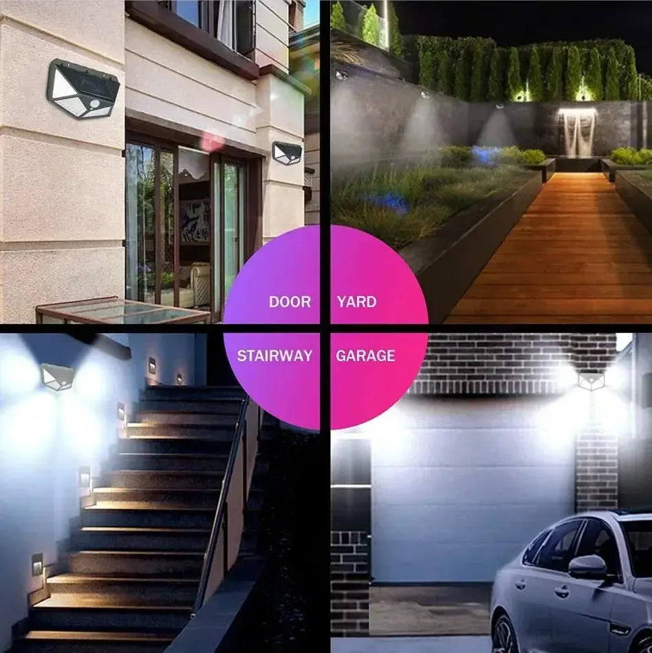 1/2/4PCS New Solar Lights Outdoor Wall Lamp PIR Motion Sensor 100LED Solar Powered Sunlight Street Light for Garden Courtyard - Fun Tech and Gadgets