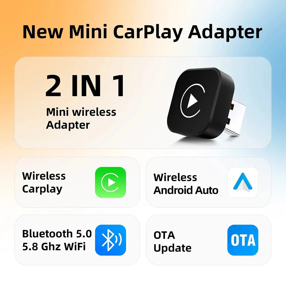 Carplay Wireless Adapter Android Auto 2in 1 Smart Dongle 2025 5G WIFI For iphone Android Phone For Volvo Benz Mg Kia Chery VW - Fun Tech and Gadgets