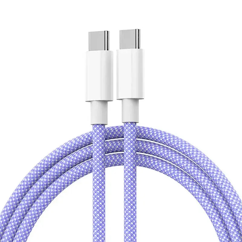 PD 60W Type C to Type C Color Cable For  iphone 15 15pro  Fast Charging For Xiaomi Samsung Huawei Type C Weaving Cable  1M 2M 3M - Fun Tech and Gadgets