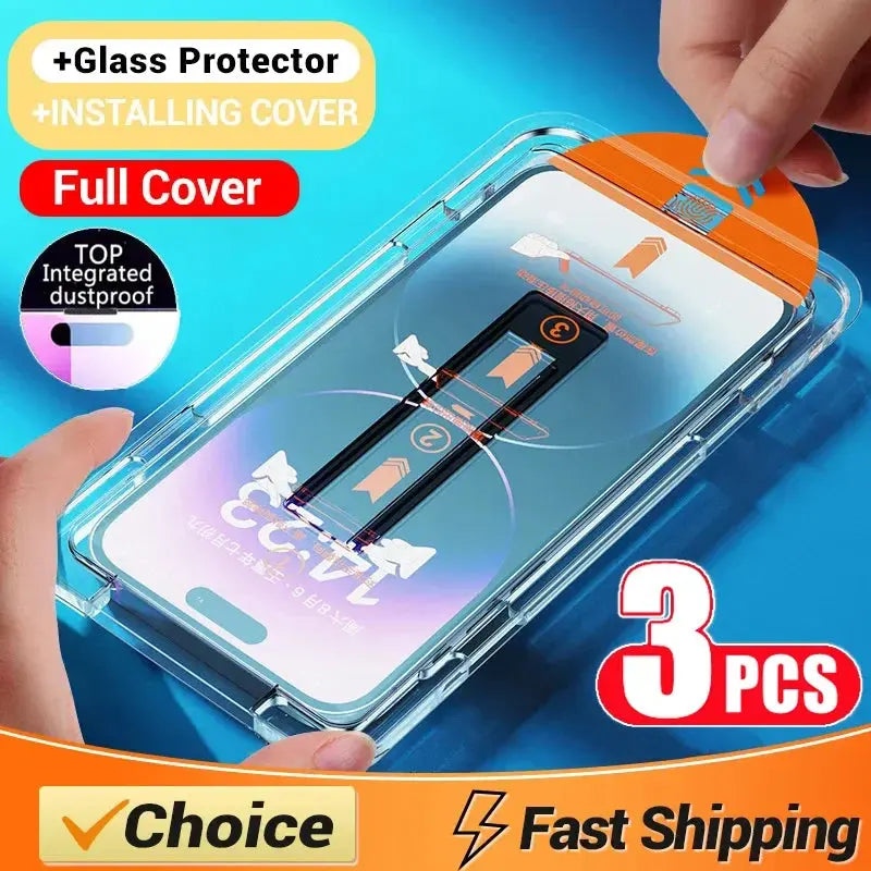 Oleophobic Coating Dust Free Easy Installation Screen Protector For iPhone 14 11 13 12 15 Pro Max Mini XS X XR 17 16 Plus Glass - Fun Tech and Gadgets