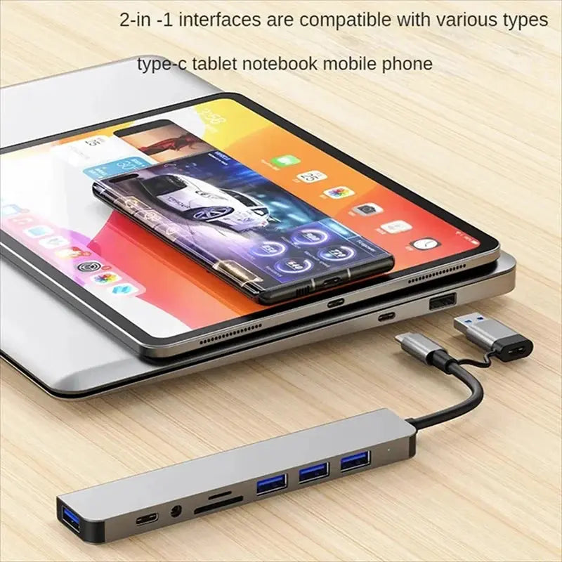 USB C Hub USB Splitter 8 in 1 USB Extender with 4 USB Port 1 USBC Port TF/SD Card Reader Audio Output Compatible for MacBook - Fun Tech and Gadgets