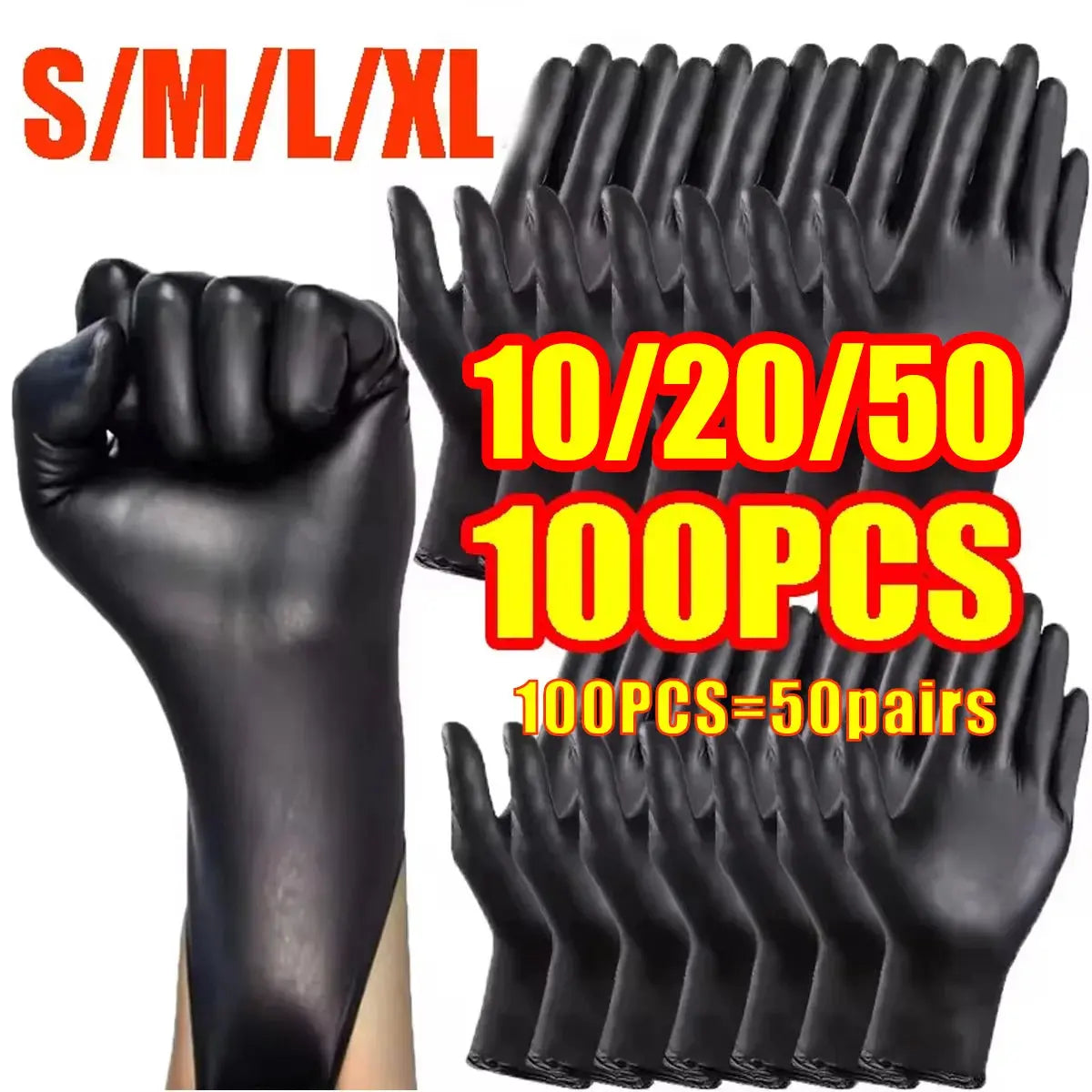 10/20/50/100PCS Bagged Disposable Gloves Black Disposable Gloves Household Kitchen Cooking Tools Car Wash Household Cleaning - Fun Tech and Gadgets