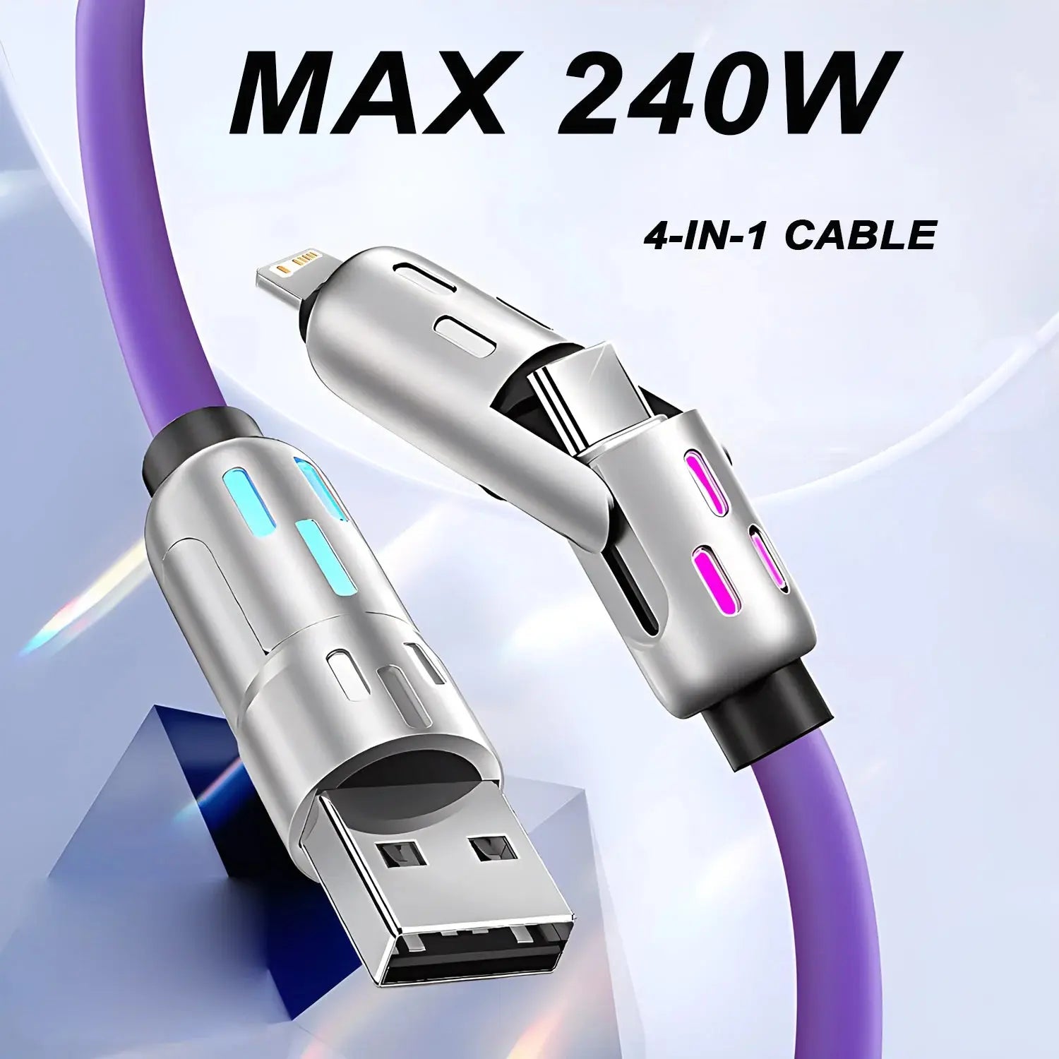 4-IN-1 240W USB Type C To USB C Cable PD Fast Charger Wire For iPhone 16 Pro Max 15 iPad Xiaomi Samsung Tablet 1M Data Cord 2Pcs - Fun Tech and Gadgets