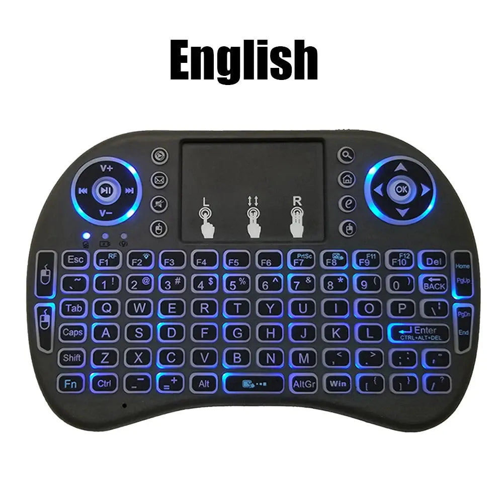 2.4G Air Mouse with Touchpad Keyboard i8 Arabic French Spanish Russian Backlit Mini Wireless Keyboard for PC Android TV Box - Fun Tech and Gadgets