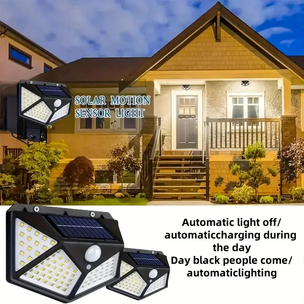 100LED Solar Flood Lights 3 Modes Outdoor Solar Motion Security Solar Light Waterproof for Garden Patio Garage Wall Light