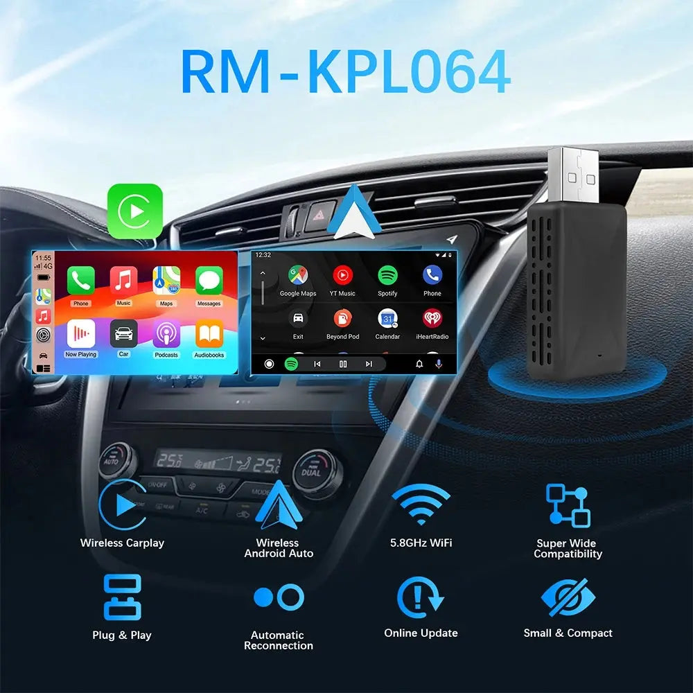 Carplay Wireless Adapter Android Auto 2in 1 Smart Dongle 2025 5G WIFI For iphone Android Phone For Volvo Benz Mg Kia Chery VW - Fun Tech and Gadgets