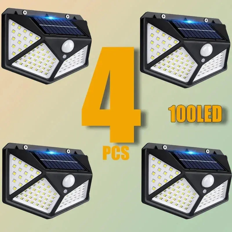 1/2/4PCS New Solar Lights Outdoor Wall Lamp PIR Motion Sensor 100LED Solar Powered Sunlight Street Light for Garden Courtyard - Fun Tech and Gadgets