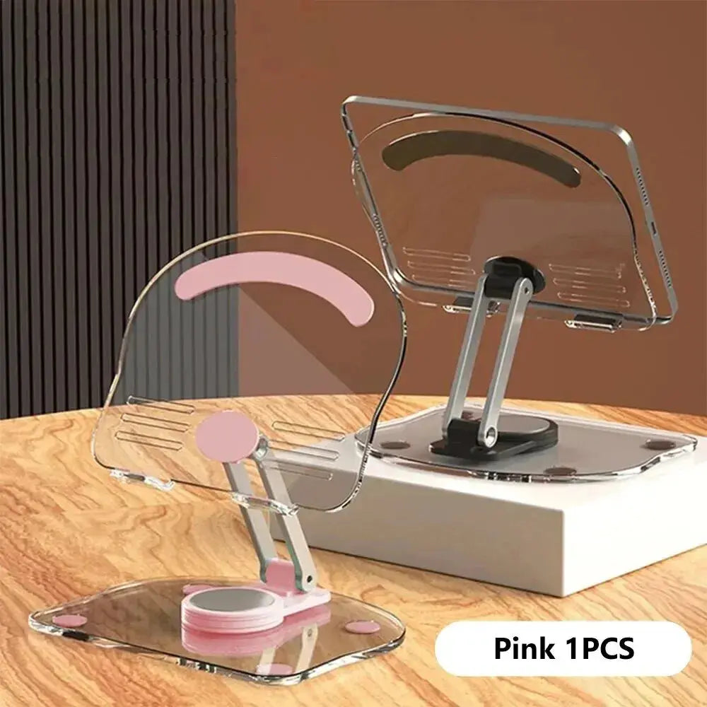Tablet Desktop Stand Transparent Acrylic Phone Holder 360° Rotation Cell Phone Support for iPad Pro 9.7 Air 4 5 Mini 6 11 Mi Pad - Fun Tech and Gadgets