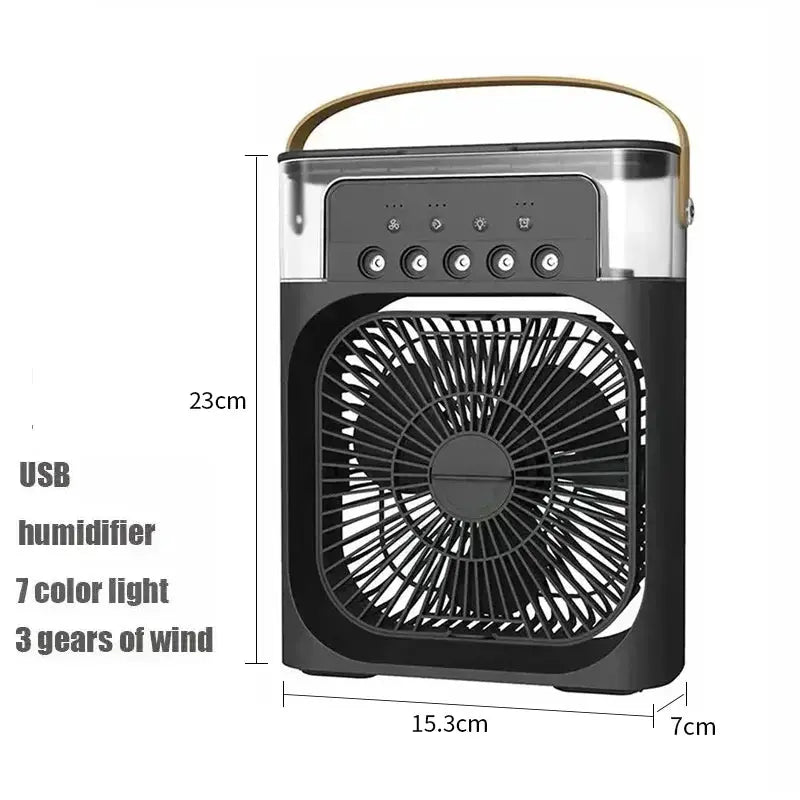New 3 In 1 Fan AIr Conditioner Household Mini Air Cooler LED Night Light Portable Humidifier Air Adjustment Fan Office Home Fan - Fun Tech and Gadgets