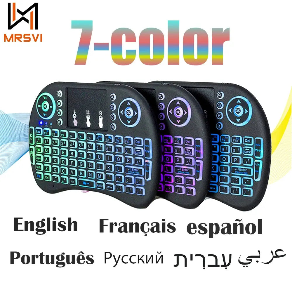 2.4G Air Mouse with Touchpad Keyboard i8 Arabic French Spanish Russian Backlit Mini Wireless Keyboard for PC Android TV Box - Fun Tech and Gadgets