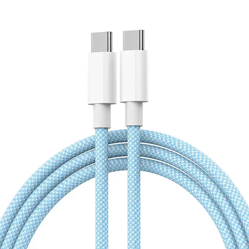 PD 60W Type C to Type C Color Cable For  iphone 15 15pro  Fast Charging For Xiaomi Samsung Huawei Type C Weaving Cable  1M 2M 3M - Fun Tech and Gadgets