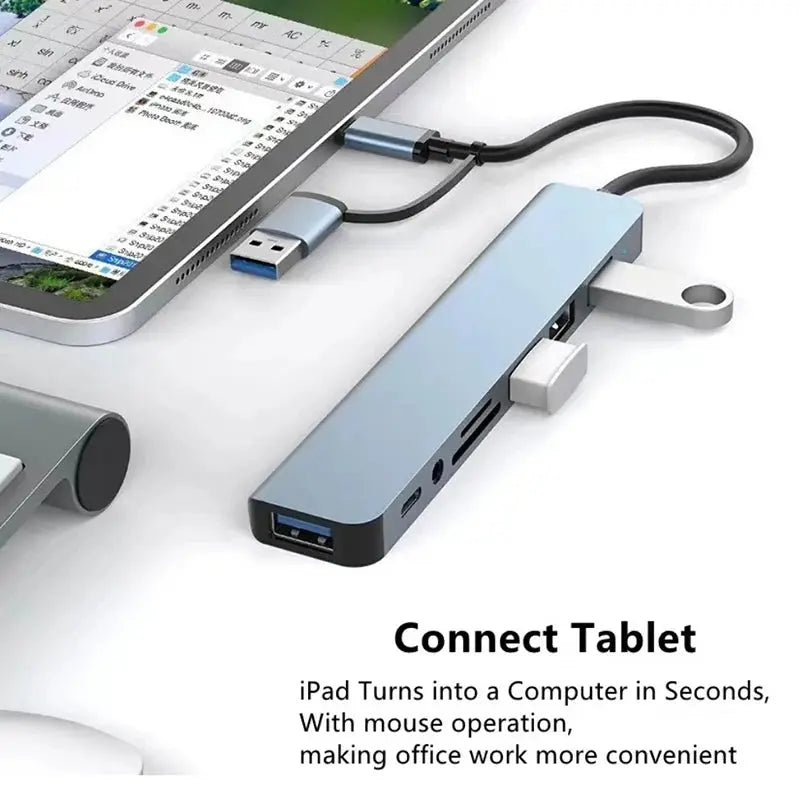 USB C Hub USB Splitter 8 in 1 USB Extender with 4 USB Port 1 USBC Port TF/SD Card Reader Audio Output Compatible for MacBook - Fun Tech and Gadgets