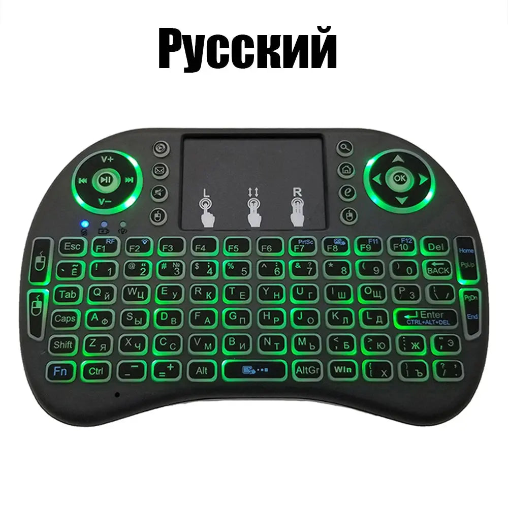 2.4G Air Mouse with Touchpad Keyboard i8 Arabic French Spanish Russian Backlit Mini Wireless Keyboard for PC Android TV Box - Fun Tech and Gadgets